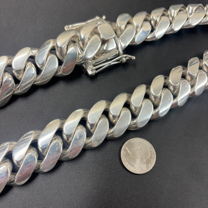 999 Fine Silver 28mm Miami Cuban Chain Necklace