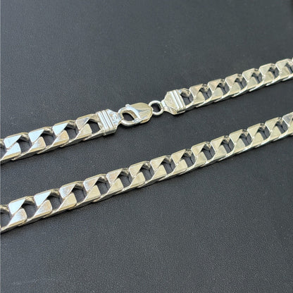 925 Sterling Silver 10mm Square Curb Chain Necklace