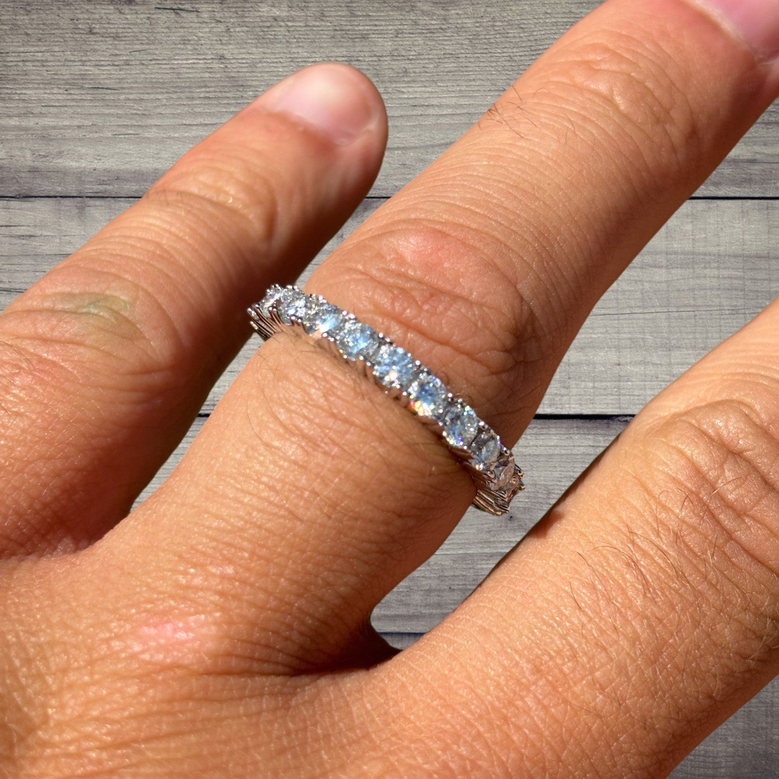EAMTI Fede Nuziale Impilabile In Argento Sterling 925 - Anello Mezza Eternità Con Zirconia Cubica (Misure 3-13)