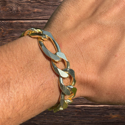 Bracelet Figaro en argent sterling 925 de 15 mm