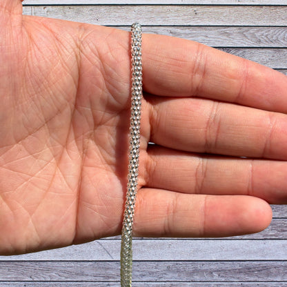 925 Sterling Silver 4mm Popcorn Ice Link Chain Necklace