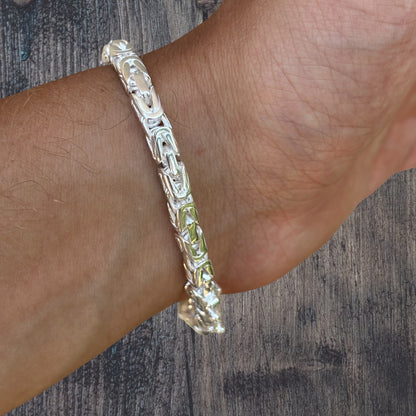 925 Sterling Silver 5mm Byzantine W. Box Clasp Bracelet