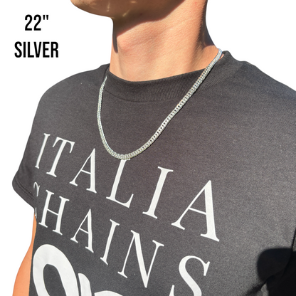Collier à double chaîne gourmette de 8 mm en argent sterling 925