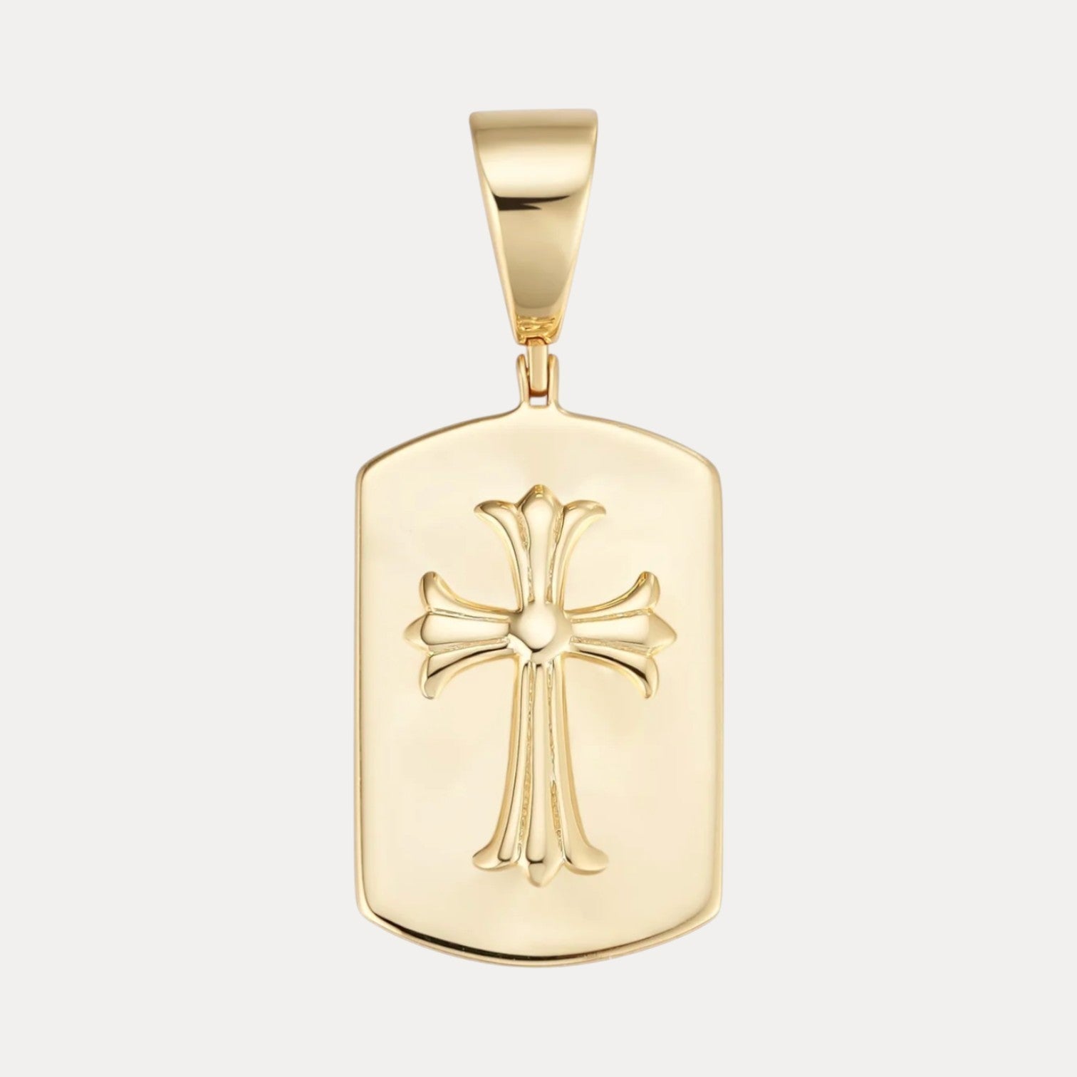 925 Sterling Silver Cross Hearts Dog Tag Pendant - Medium