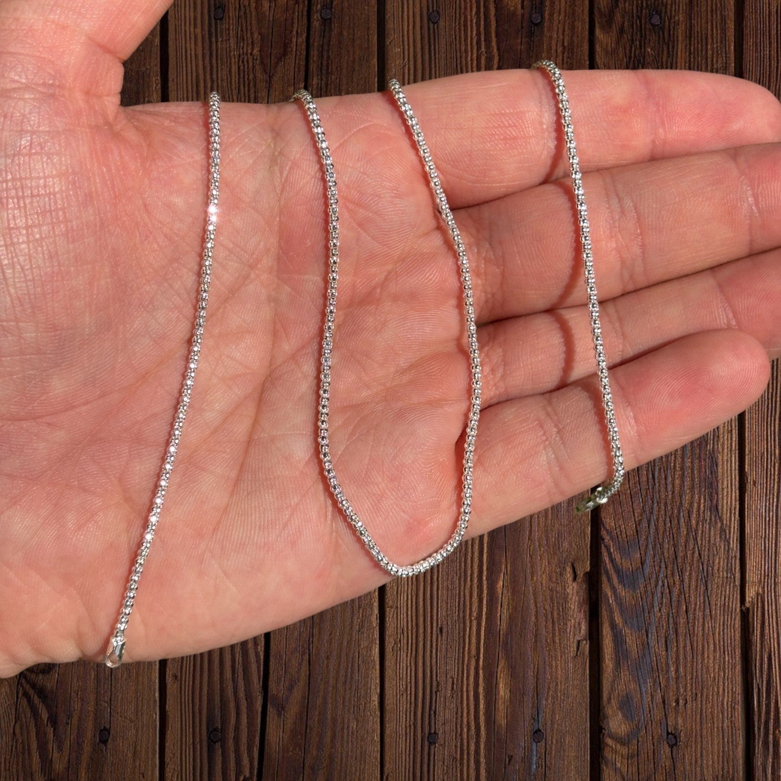 925 Sterling Silver 2mm Popcorn Ice Link Chain Necklace