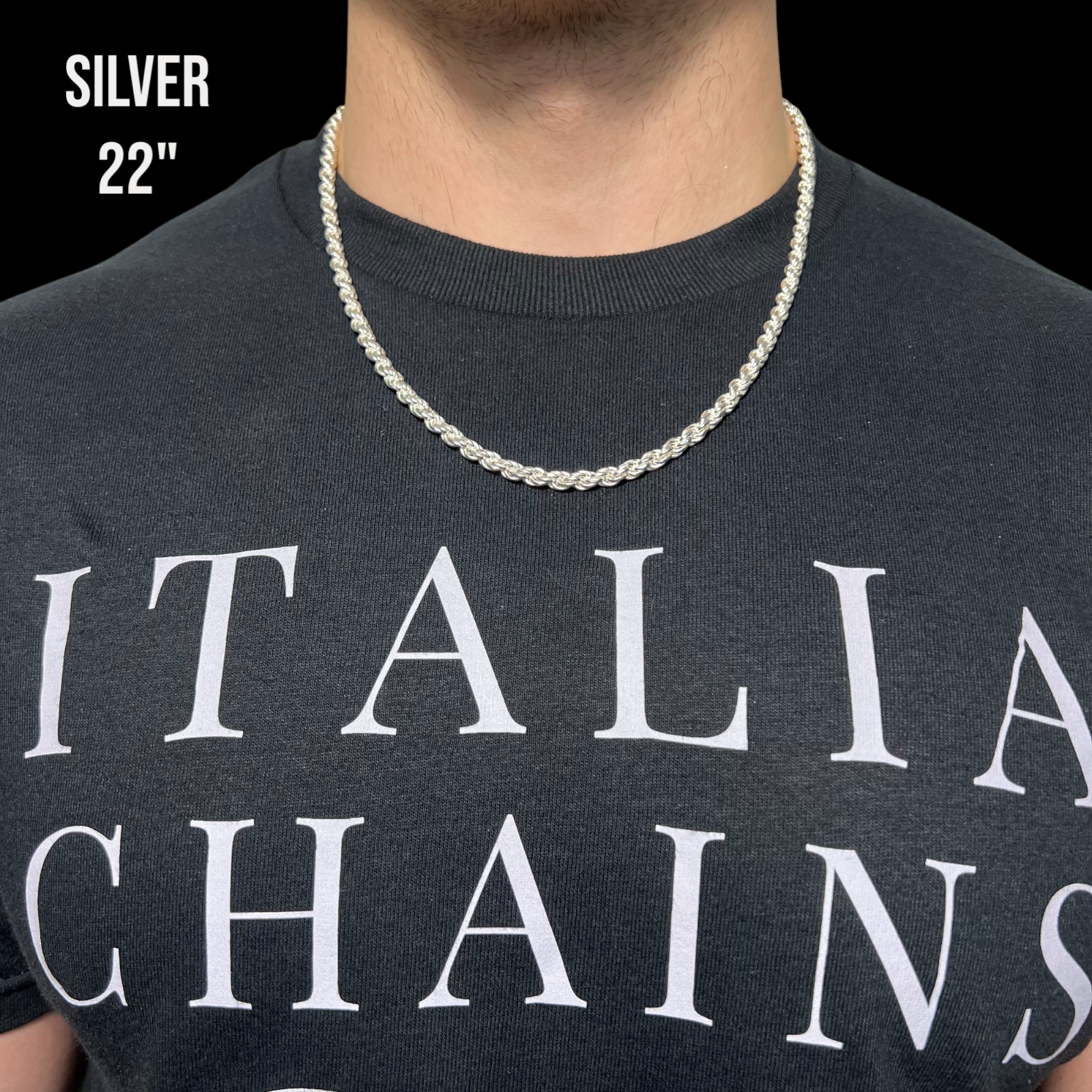 925 Sterling Silver 5mm Diamond Cut Rope Chain Necklace