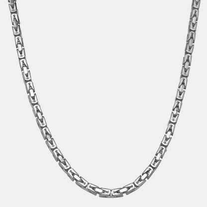 925 Sterling Silver 8mm Byzantine W. Box Clasp Chain Necklace