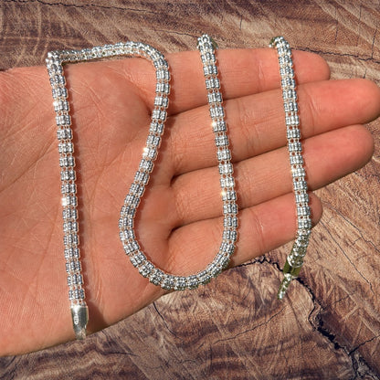 925 Sterling Silver 5-Link Ice Chain Necklace