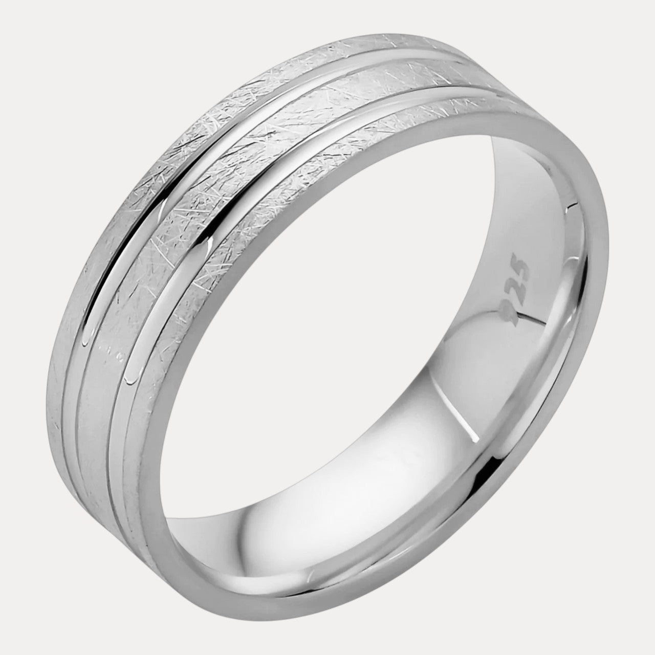 925 Sterling Silver Classic Scraped Wedding Band Ring