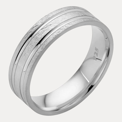 925 Sterling Silver Classic Scraped Wedding Band Ring