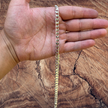 Collier en argent sterling 925 avec chaîne gourmette carrée de 6 mm