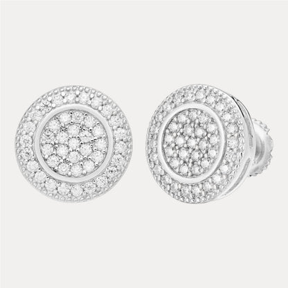 925 Sterling Silver 11mm Round Moissanite or CZ Stud Earrings 2.5ct TW