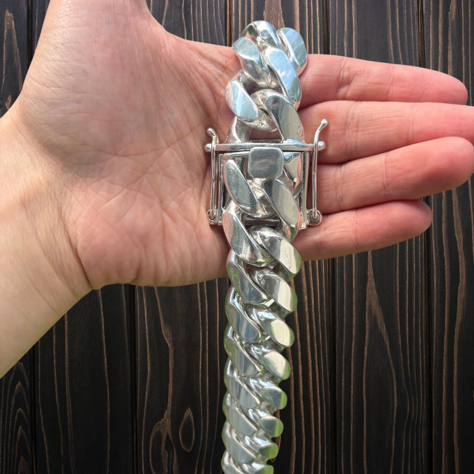 999 Fine Silver 28mm Miami Cuban Chain Necklace