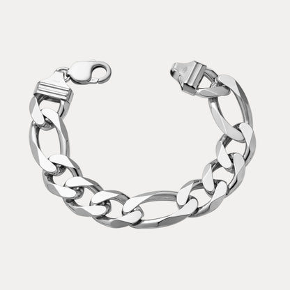 Bracelet Figaro en argent sterling 925 de 15 mm