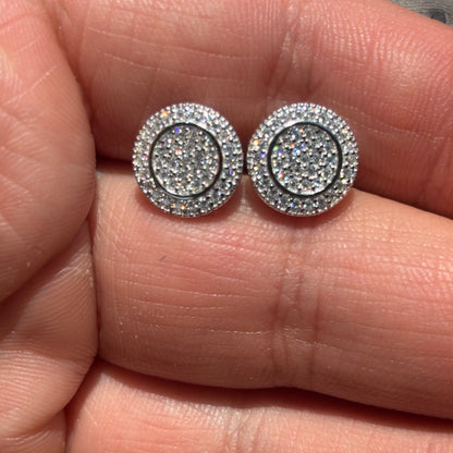 925 Sterling Silver 11mm Round Moissanite or CZ Stud Earrings 2.5ct TW
