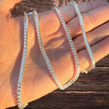925 Sterling Silver 4mm Box Franco Chain Necklace