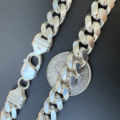 Collier en argent sterling 925 avec chaîne Miami Cuban de 10 mm