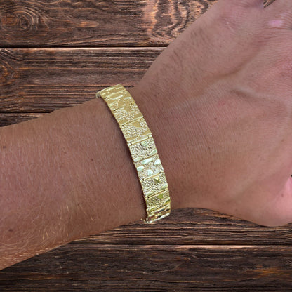 925 Sterling Silver 12mm Custom Nugget Link Bracelet