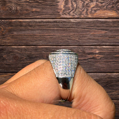 925 Sterling Silver Moissanite Iced Out Round Shaped Ring