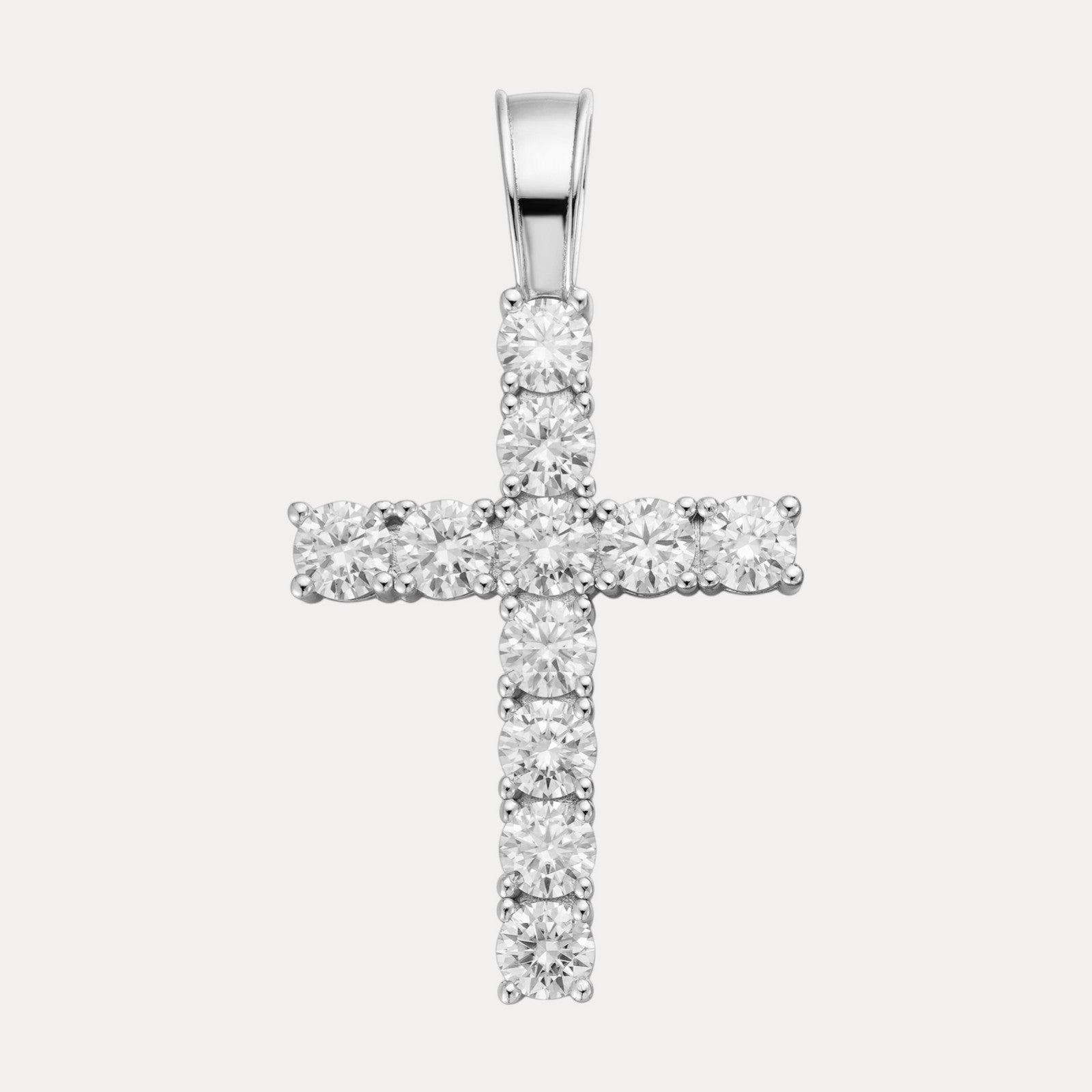 925 Sterling Silver Small Tennis Cross Pendant With Moissanite - Large