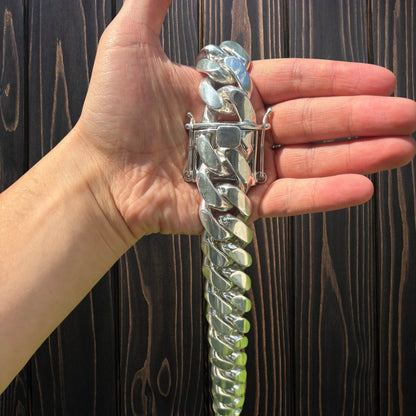999 Fine Silver 28mm Miami Cuban Chain Necklace