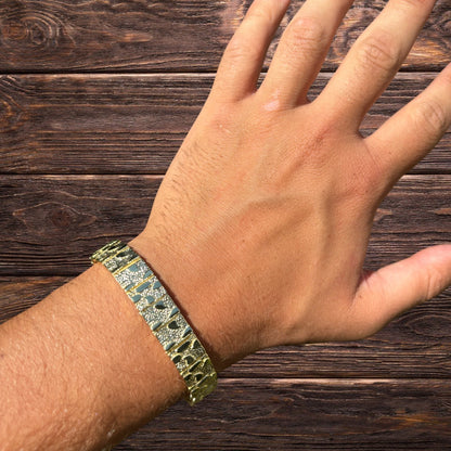 925 Sterling Silver 12mm Custom Nugget Link Bracelet
