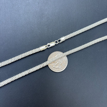 925 Sterling Silver 4mm Popcorn Ice Link Chain Necklace