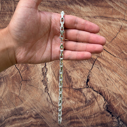 925 Sterling Silver 7mm Fancy Hermes Rolo Link Bracelet
