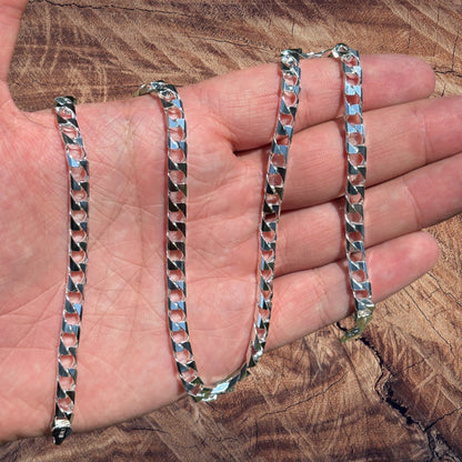 Collier en argent sterling 925 avec chaîne gourmette carrée de 6 mm