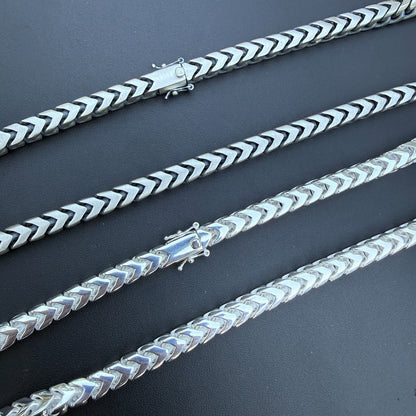 925 Sterling Silver 8mm Box Franco Chain Necklace