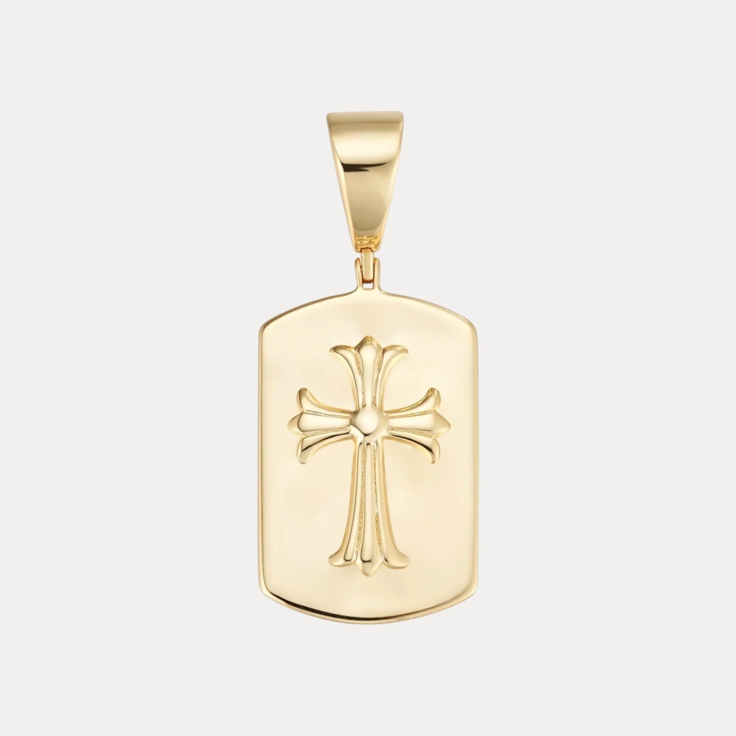 925 Sterling Silver Cross Hearts Dog Tag Pendant - Small