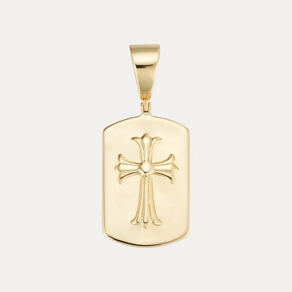 925 Sterling Silver Cross Hearts Dog Tag Pendant - Small