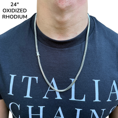 925 Sterling Silver 4mm Box Franco Chain Necklace