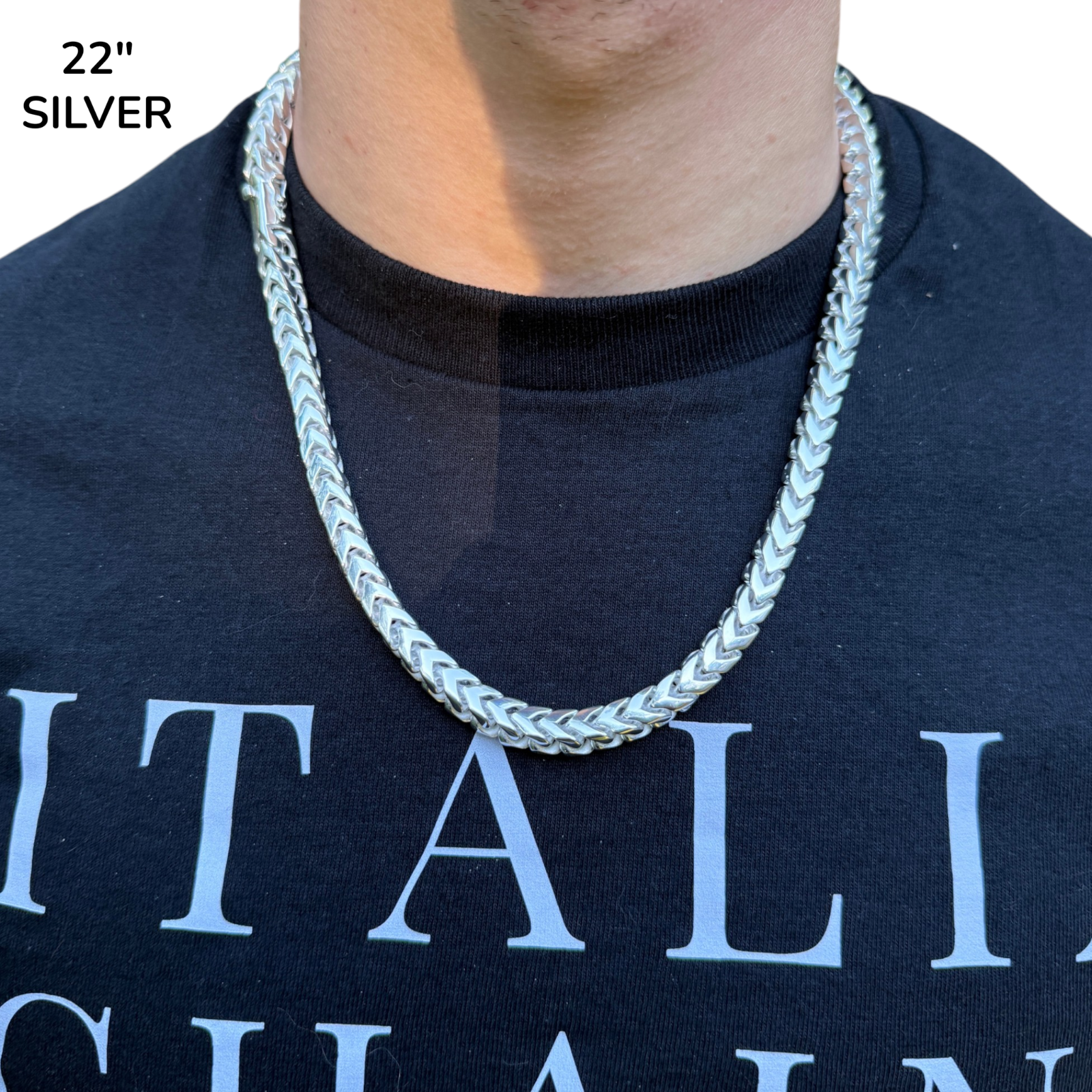 925 Sterling Silver 8mm Box Franco Chain Necklace