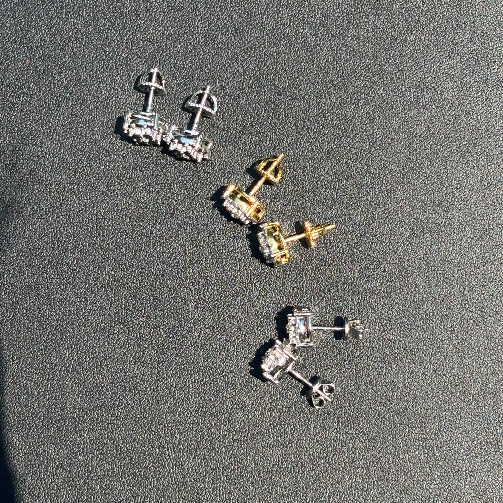 925 Sterling Silver 9mm Cluster Honeycomb Moissanite or CZ Earrings 2ct TW Studs