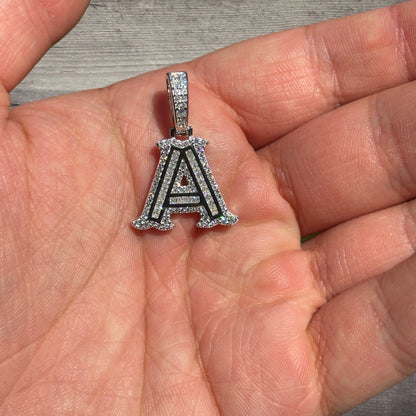 925 Sterling Silver Baguette Letter Pendant With Moissanite