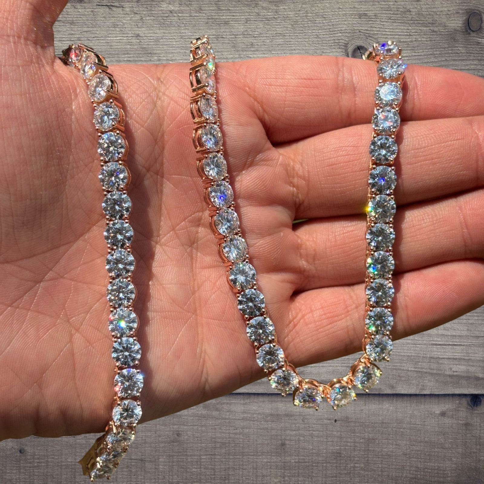 Cadena de tenis de 7 mm en plata de ley 925 con circonita cúbica o moissanita