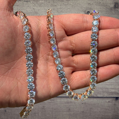 Cadena de tenis de 7 mm en plata de ley 925 con circonita cúbica o moissanita