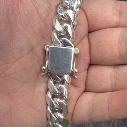 18mm Miami Cuban Chain Necklace - Real Solid 999 Fine Silver HANDMADE IN ITALY