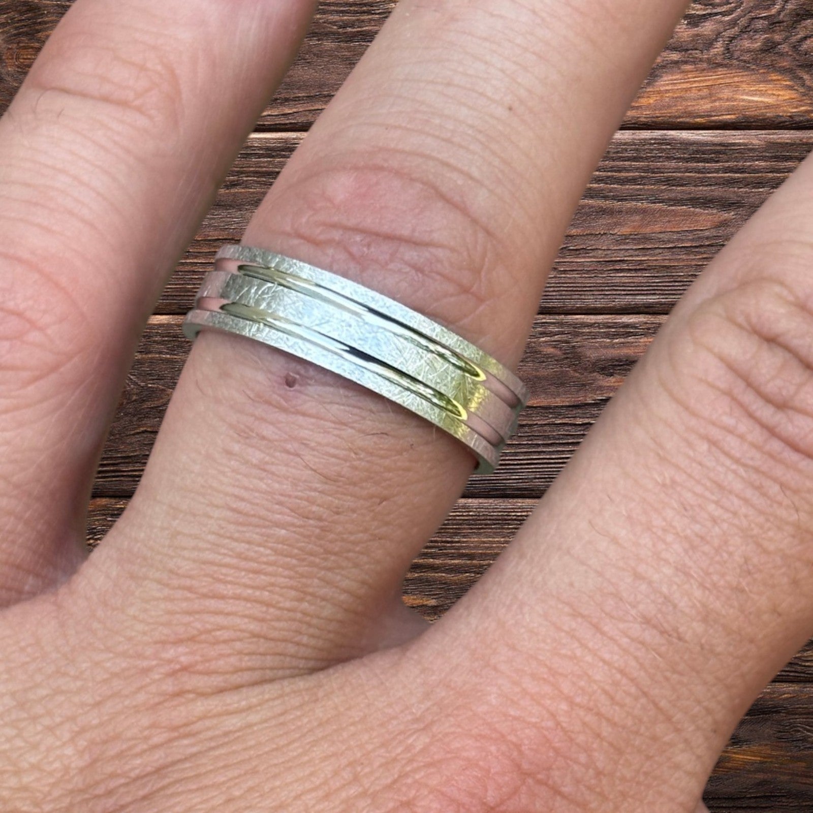 925 Sterling Silver Classic Scraped Wedding Band Ring