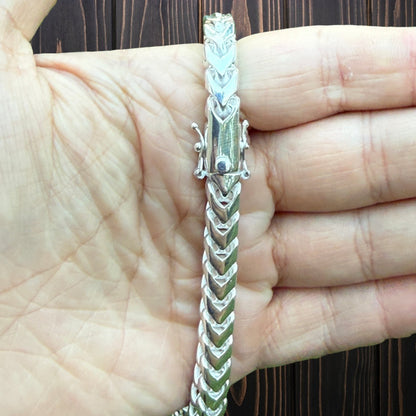 925 Sterling Silver 8mm Box Franco Chain Necklace