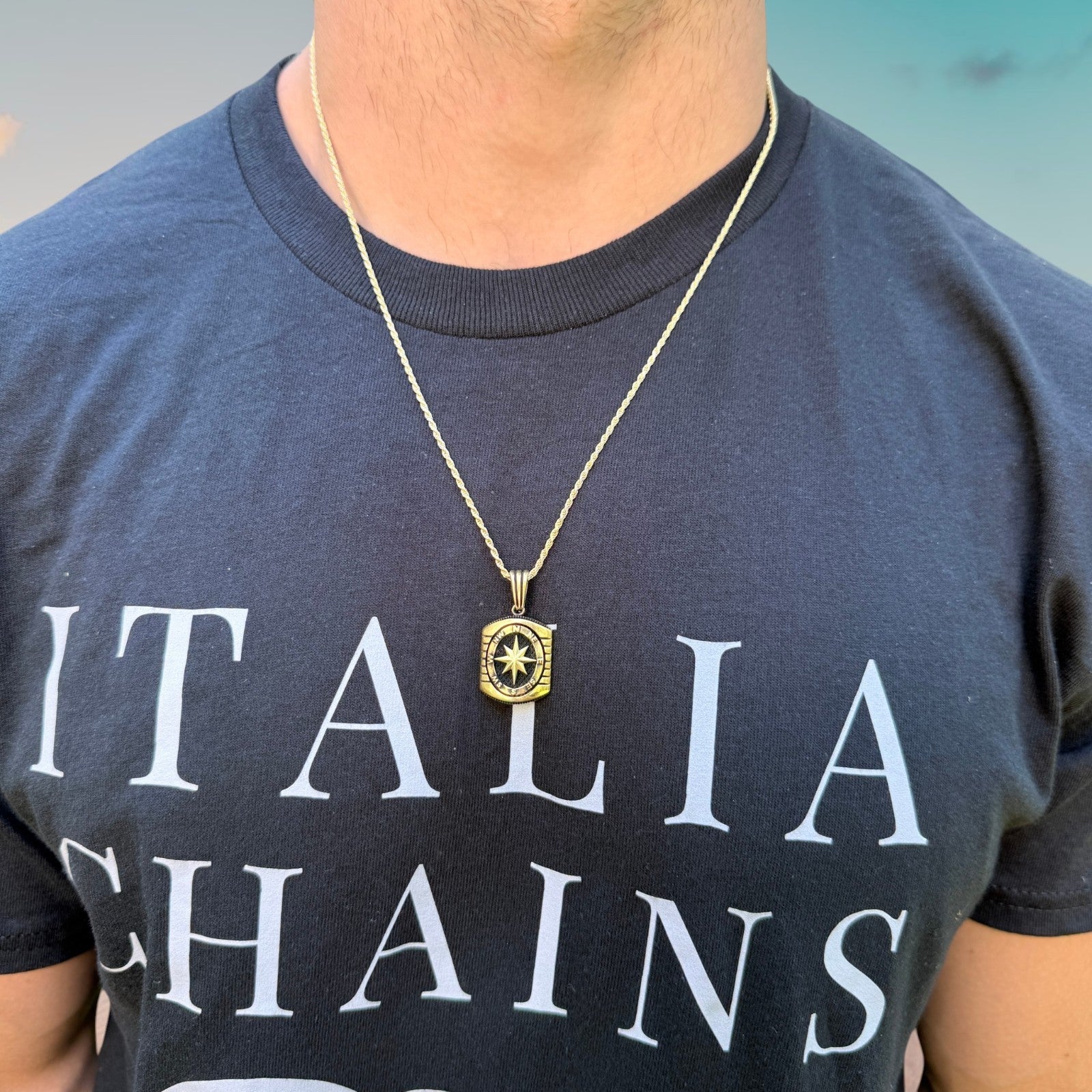 925 Sterling Silver Compass Pendant