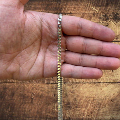 Collier en argent sterling 925 avec chaîne gourmette carrée de 4 mm 