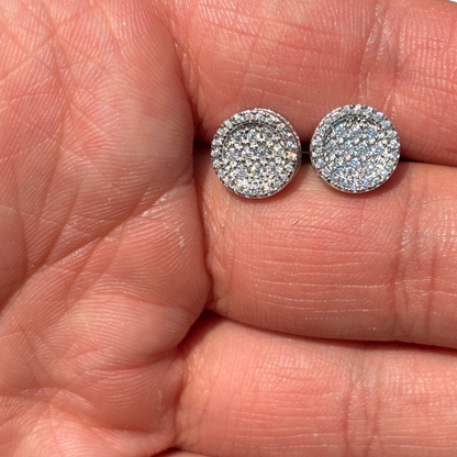 925 Sterling Silver 10.5mm Round 3D Cluster Moissanite or CZ Stud Earrings 2.5ct TW