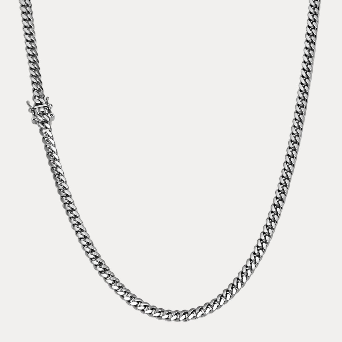 925 Sterling Silver 5mm Miami Cuban W. Box Clasp Chain Necklace ...