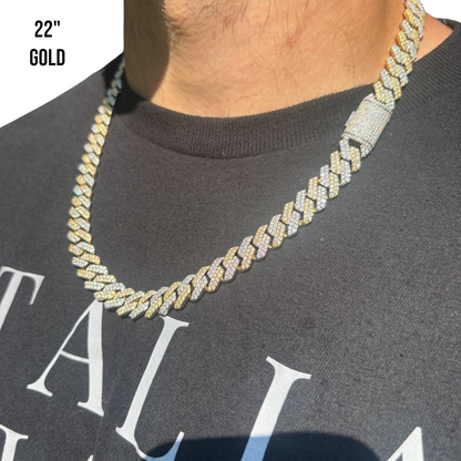 925 Sterling Silver 12mm Moissanite Miami Cuban Prong Chain Necklace
