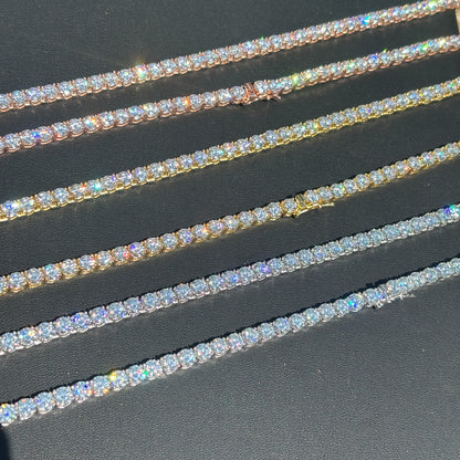 Cadena de tenis de 5 mm en plata de ley 925 con circonita cúbica o moissanita