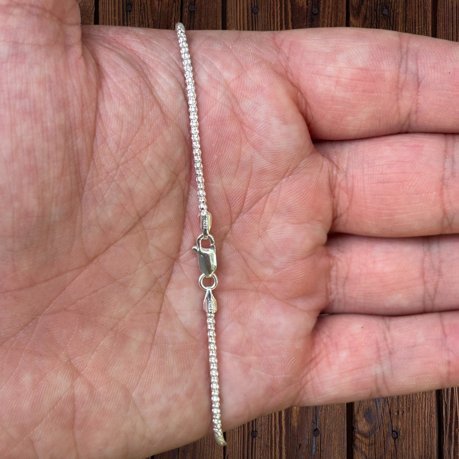 925 Sterling Silver 2mm Popcorn Ice Link Chain Necklace