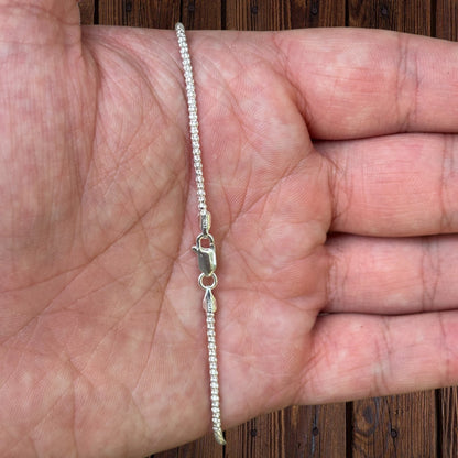 925 Sterling Silver 2mm Popcorn Ice Link Chain Necklace