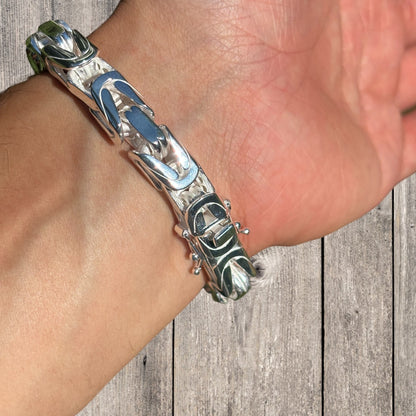 925 Sterling Silver 10mm Byzantine W. Box Clasp Bracelet